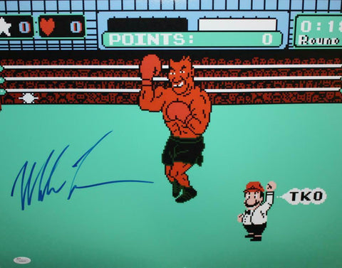 Mike Tyson Autographed 16x20 Nintendo Punch Out Photo- JSA Witnessed Auth *Blue