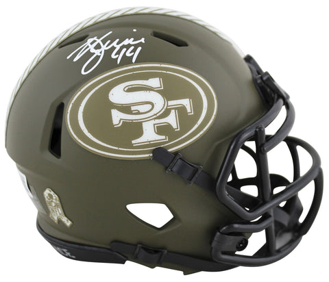 49ers Kyle Juszczyk Authentic Signed Salute To Service Speed Mini Helmet BAS Wit