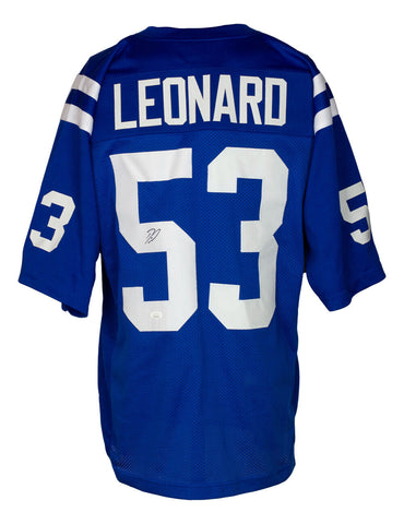 Darius Leonard Signed Custom Blue Pro Style Football Jersey JSA Hologram