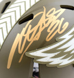 Miles Sanders Signed Eagles Salute to Service Speed Mini Helmet-Beckett W Holo