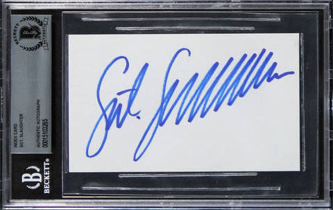 SGT. Slaughter WWE Authentic Signed 3x5 Index Card Autographed BAS Slabbed 2