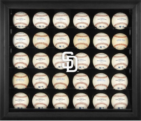 San Diego Padres Logo Black Framed 30-Ball Display Case-Fanatics