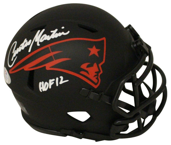 Curtis Martin Signed New England Patriots Eclipse Mini Helmet HOF PSA 33967