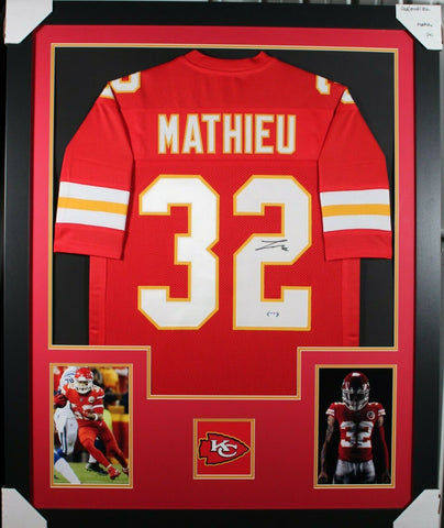 TYRANN MATHIEU (Chiefs red TOWER) Signed Autographed Framed Jersey PSA