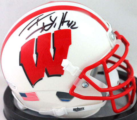 TJ Watt Autographed Wisconsin Badgers Mini Helmet- Beckett W *Black