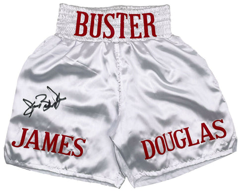 Buster Douglas Signed Custom White Boxing Trunks JSA ITP