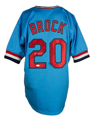 Lou Brock Signed Custom Blue Pro Style Baseball Jersey JSA ITP