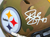 Troy Polamalu Autographed Steelers Camo Speed Mini Helmet - Beckett W Hologram