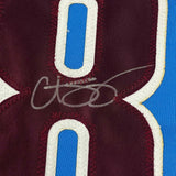 Framed Autographed/Signed Curt Schilling 33x42 Retro Blue Jersey JSA COA