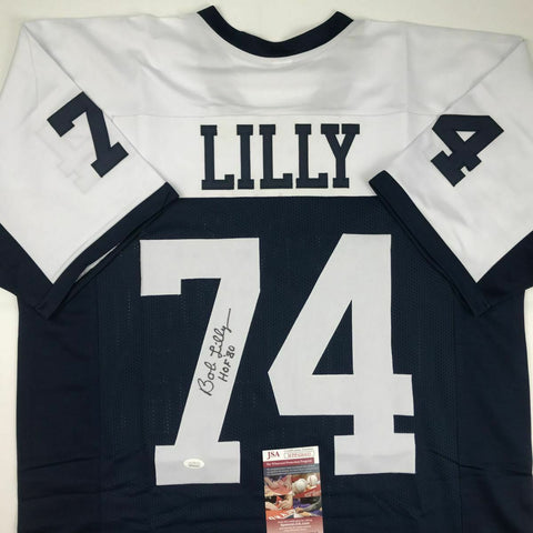 Autographed/Signed BOB LILLY HOF 80 Dallas Thanksgiving Day Jersey JSA COA Auto