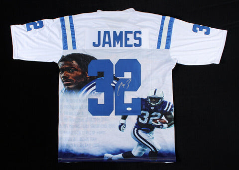 Edgerrin James Signed Indianapolis Colts Custom Printed Photo Jersey (JSA COA)