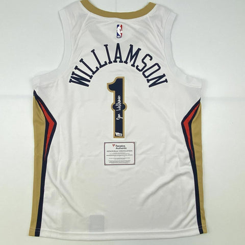 Autographed/Signed ZION WILLIAMSON Pelicans White Nike Jersey Fanatics COA Auto