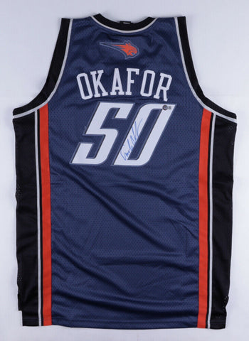 Emeka Okafor Signed Charlotte Bobcats Custom Style Jersey (Beckett COA)