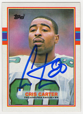 Cris Carter autographed Eagles 1989 Topps Football Rookie Card #121 - (SS COA)