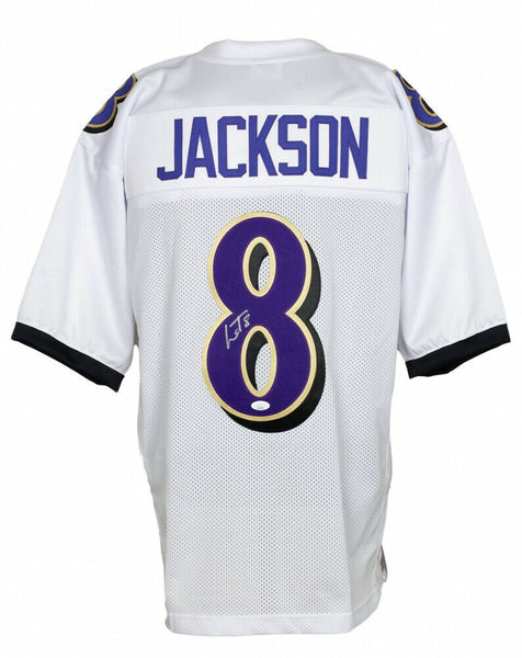 Lamar Jackson Signed/Autographed Ravens White Football Jersey JSA 1492 –  Super Sports Center