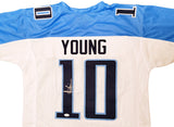 TENNESSEE TITANS VINCE YOUNG AUTOGRAPHED SIGNED WHITE JERSEY JSA STOCK #202304