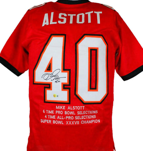 Mike Alstott Autographed Red Pro STAT Style Jersey- Beckett W Hologram *Black