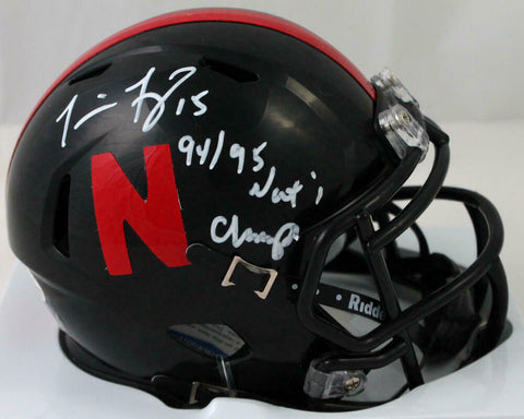 Tommie Frazier Autographed Nebraska Speed Mini Helmet w/ Insc - Beckett W Auth
