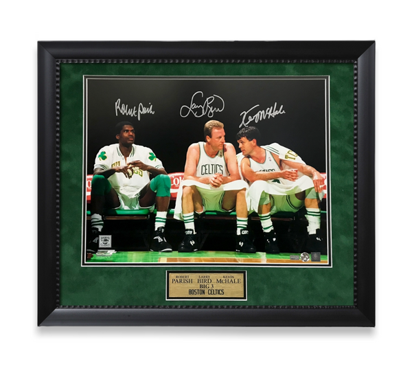 Robert Parrish, Larry Bird & Kevin Mchale Autographed Photo Framed to 20x24 NEP