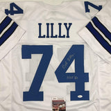 Autographed/Signed Bob Lilly HOF 80 Dallas White Football Jersey JSA COA