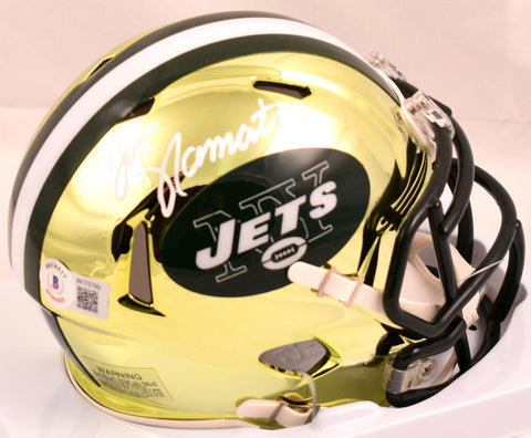 Joe Namath Autographed New York Jets Chrome Speed Mini Helmet-Beckett W Hologram