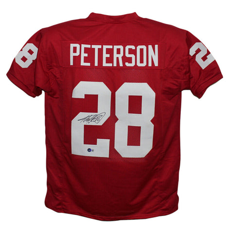 Adrian Peterson Autographed College Style Red XL Jersey Beckett BAS 33994