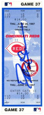 Deion Sanders Signed Cincinnati Reds 6/26/1997 vs Cardinals Ticket BAS 37206