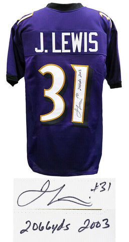 Jamal Lewis Ravens Signed Purple Throwback Football Jersey w/2,066 Yds 2003 - SS
