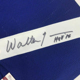 FRAMED Autographed/Signed WALTER JONES HOF 14 33x42 Seattle Blue Jersey JSA COA