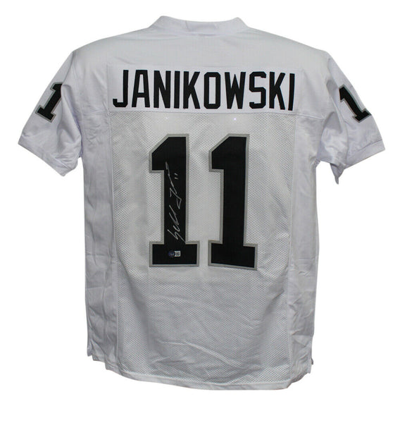 Sebastian Janikowski Autographed/Signed Pro Style White XL Jersey BAS 33981