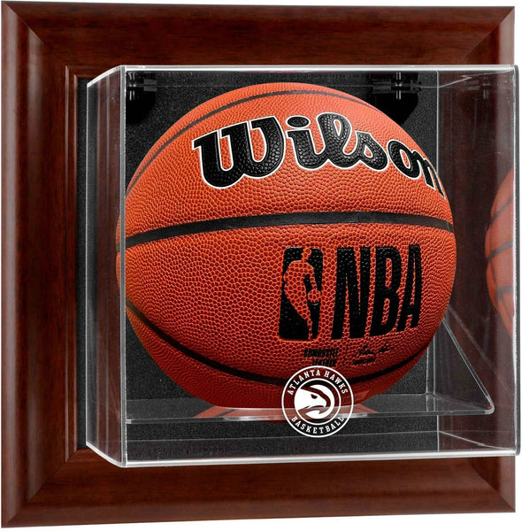 Atlanta Hawks Brown Framed Wall-Mounted Basketball Display Case