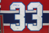 Patrick Roy Signed Canadiens 35.5" x 43.5" Custom Framed Jersey (JSA COA)