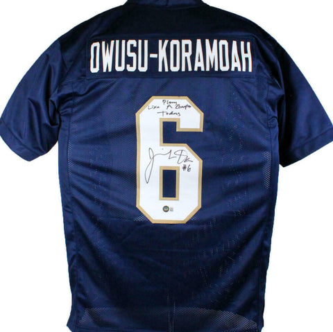Jeremiah Owusu-Koramoah Autographed Blue College Style Jersey w/ Insc- BA W Holo