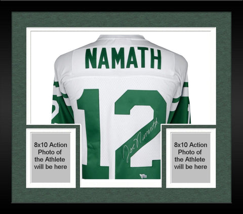 Framed Joe Namath New York Jets Autographed White Mitchell & Ness Replica Jersey