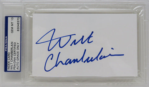 Wilt Chamberlain Signed 3x5 White Index Card (PSA Encapsulated - Auto Grade 10)