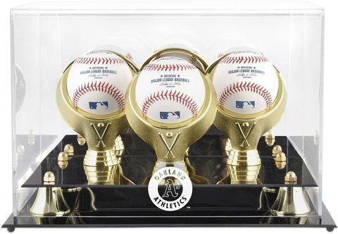 Athletics Golden Classic Three Baseball Logo Display Case-Fanatics