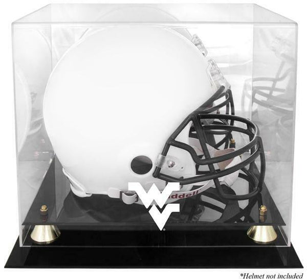 West Va Mountaineers Golden Classic Logo Helmet Display Case w/Mirrored Back