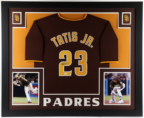 Fernando Tatis Jr. Signed San Diego Padres 35"x 43" Framed Jersey (JSA) S.S.