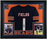 Justin Fields Signed 35x43 Framed Chicago Bears Jersey Display (JSA Hologram) QB