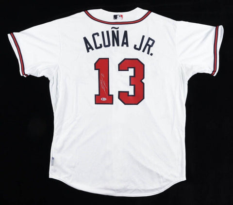 Ronald Acuna Jr Signed Atlanta Braves Custom Jersey (Beckett COA) 2018 ROY / OF