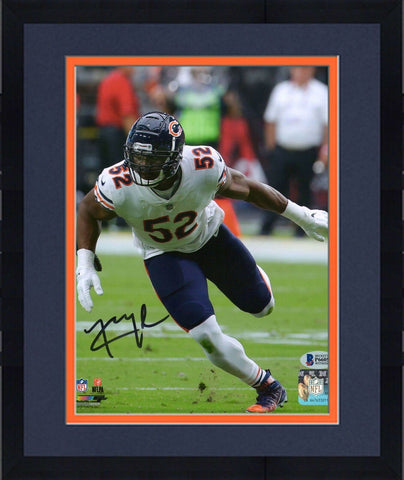 Framed Khalil Mack Chicago Bears Autographed 8" x 10" White Jersey Photograph