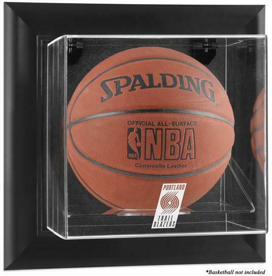 Portland Trail Blazers Black Framed Wall-Mounted Logo Basketball Display Case