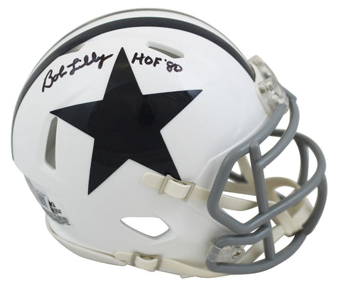 Cowboys Bob Lilly "HOF 80" Authentic Signed White TB Speed Mini Helmet BAS Wit