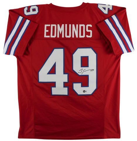 Tremaine Edmunds Authentic Signed Red Pro Style Jersey Autographed BAS Witnessed