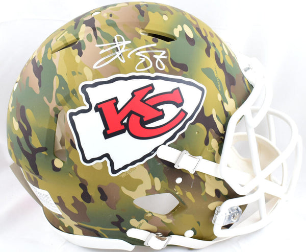 Travis Kelce Autographed Chiefs F/S Camo Speed Authentic Helmet- Beckett W Holo