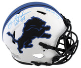 Lions Barry Sanders "2x Insc" Signed Lunar Full Size Speed Proline Helmet BAS