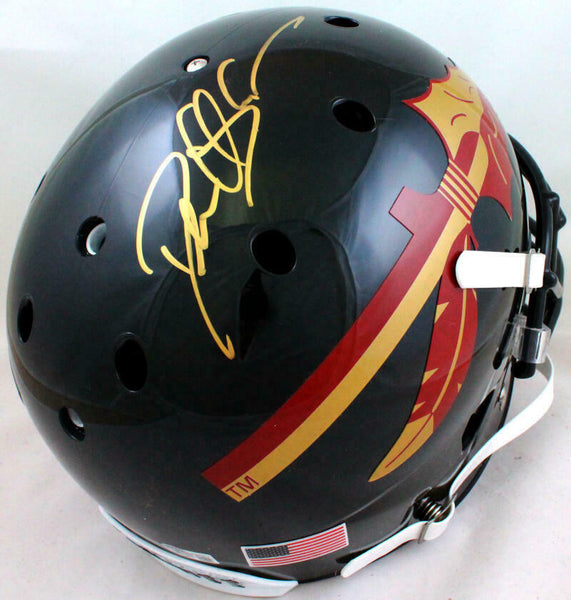 Deion Sanders Signed FSU Black Schutt Authentic F/S Helmet- Beckett W *Gold