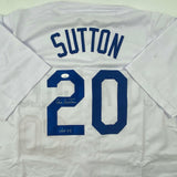 Autographed/Signed DON SUTTON HOF 98 Los Angeles White Baseball Jersey JSA COA
