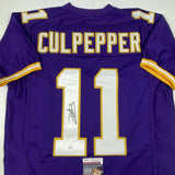 Autographed/Signed DAUNTE CULPEPPER Minnesota Purple Football Jersey JSA COA