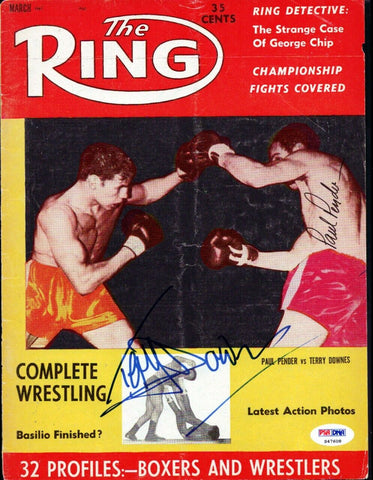 Terry Downes & Paul Pender Autographed The Ring Magazine Cover PSA/DNA #S47608